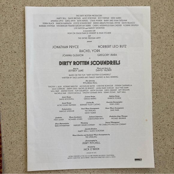 Dirty Rotten Scoundrels Large Souvenir Program Jonathan Pryce & Norbert Leo Butz - Picture 3 of 9